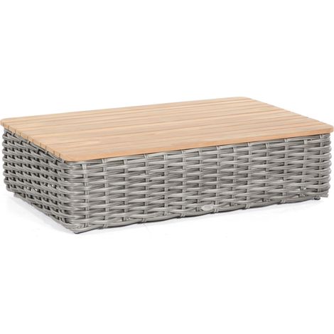 Sonnenpartner Loungetisch Sands 120x80cm Aluminium/Teakholz mit Polyrattan charcoal