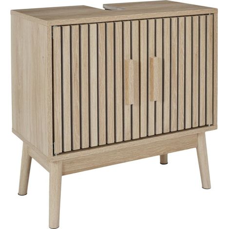 The Home Deco Factory – Meuble sous vasque simple 60x30x70 cm – Panneau de particules et bois – Rangement optimisé pour salle de bain (1/5)