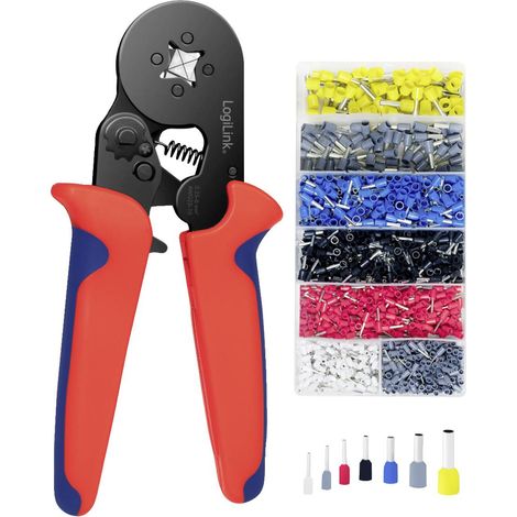 LOGILINK 066364 PINCE À SERTIR À CLIQUET POUR COSSE AVEC 1200 TERMINAUX 2,5-6,0 MM² ROUGE WZ0068 (1/5)