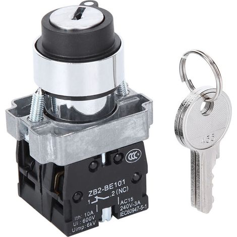 Interrupteur à Clé 2 Positions avec Réarmement Automatique et Verrouillage Rotatif ZB2-BE101 ZB2-BE102C