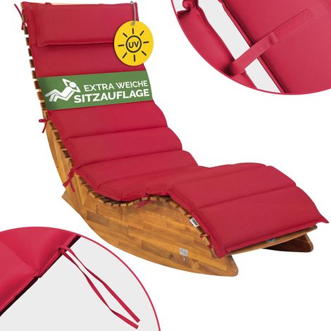 DETEX® Liegenauflage wasserabweisend inkl. Kopfkissen Auflage Liege Polster Kissen Saunaliege Gartenliege  rot - red - rouge