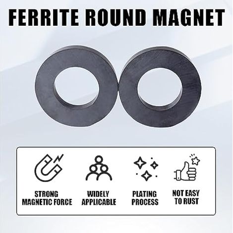20 aimants de bague millimètre : diamètre 45x22x8 mm en ferrite avec trou, anneau magnétique robuste pour l'industrie, le bricolage, l'artisanat, les projets scientifiques (1/3)