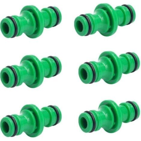 royaluxe-Connecteur de tuyau double 6 pièces, raccords de tuyau double mâle, raccords pour connecter des tuyaux d'arrosage (vert) (1/5)