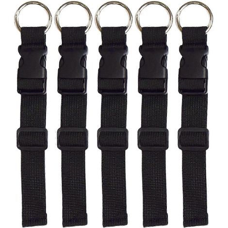 Lot de 5 sangles à bagages, ceintures pour valises et vestes, accessoires de voyage pour homme et femme, noir, 2,5 x 24 cm (1/5)