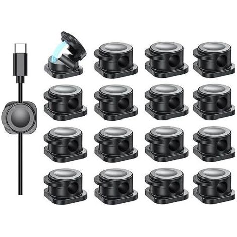Clips de Gestion de Câbles Magnétiques 8 Pièces Clips Câble Organisateur, organisateur cable Magnétique pour HDMI, USB, Câbles Audio - Noir (1/5)