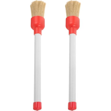 2 Pièces Brosse Applicatrice de Nettoyage Automobile avec Tête Ronde en Plastique et Poils, Accessoire Rapide à Séchage pour Nettoyage Détaillé des Roues et Jantes (1/5)