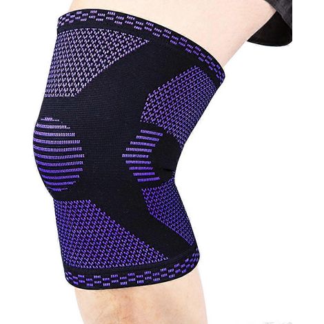 Genouillères de compression pour le maintien et le soutien lors de l'haltérophilie, la course à pied, les squats, le basketball et l'entraînement - Violet - L (1/5)