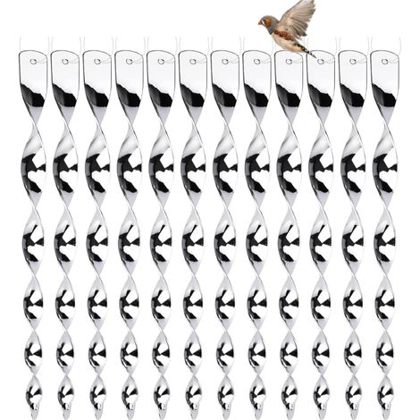 Repelente de aves, 12 unidades, 30 cm, espiral reflectante, 360 grados, para jardín, patio y balcón.