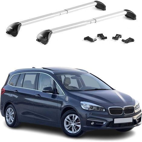 OMAC Dachträger Querträger TÜV geprüft für BMW 2er Gran Tourer F46 2014-2021 – Abschließbar (4 Schlösser) – Max 100 kg – Robuste Befestigung Silber (1/5)
