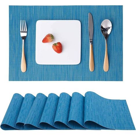 Set de table - KZQ - Bleu - Lavable - Antidérapant - Résistant à la chaleur (1/4)