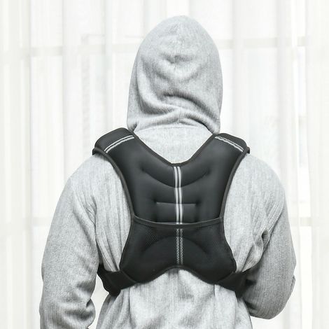Gilet lesté de 8 kg. veste lestée. pour homme et femme. avec poche de rangement. tissu Oxford. sable métallique. noir