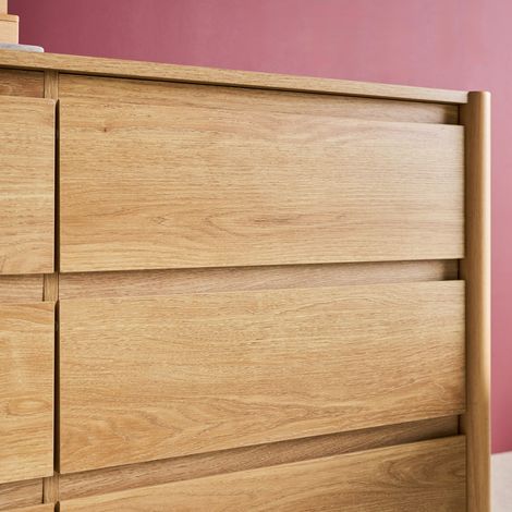 Commode décor bois 6 tiroirs 120cm naturel - 120 x 42 x 78.5 cm - Harmony