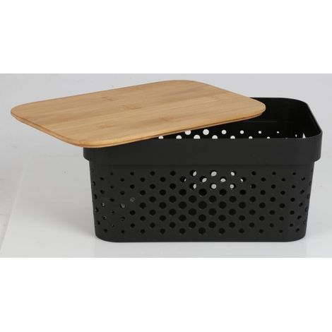 12x Aufbewahrungsboxen 4,5L Bambusdeckel Kisten Ordnung Lagerung Dekoration Korb (1/5)