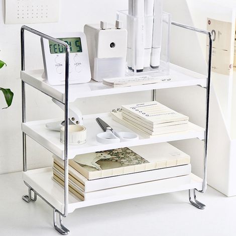 Organisateur de maquillage de bureau en fer forgé PP, étagère à épices amovible et facile d'accès, 3 niveaux, pour cuisine et salle de bain (1/5)