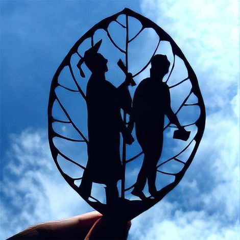 Décorations en métal noir silhouette feuille artisanale décoration intérieure cadeau fête des mères figurine moderne (1/3)