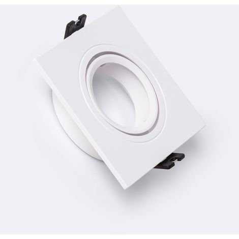 Aro Downlight Cuadrado Basculante para Bombilla LED GU10 / GU5.3 Corte Ø 75 mm Blanco