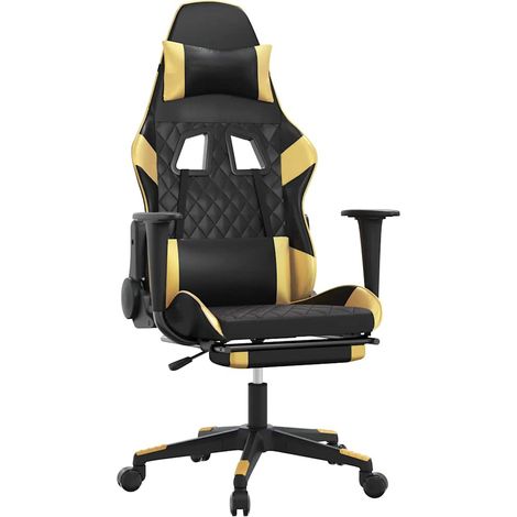 Gaming-Stuhl mit Massage & Fußstütze Schwarz Golden Kunstleder vidaXL (1/5)