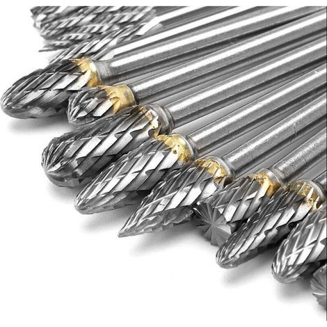 Lot de 20 fraises en carbure de tungstène super dures, outil rotatif, poignée de 1/8",compatible avec les accessoires de sculpture sur bois Dremel (1/4)