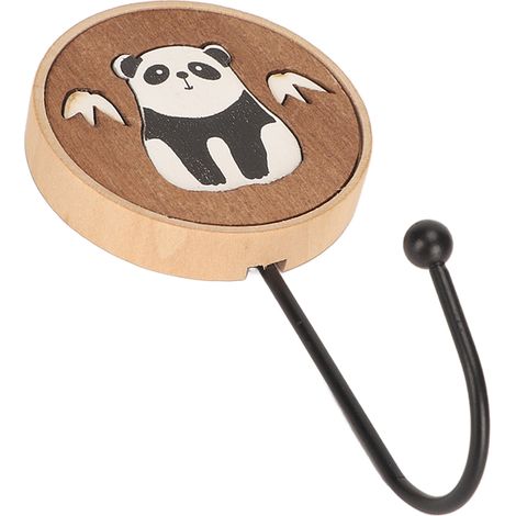 Crochets muraux en bois à motifs d'animaux mignons, forte adhérence, crochets en bois poli, style panda, pour la chambre et la cuisine. (1/5)