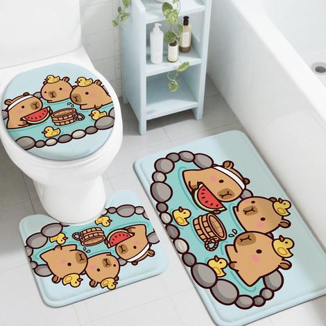 Ensemble Tapis de Bain 3 Pièces, Capybara (1/5)