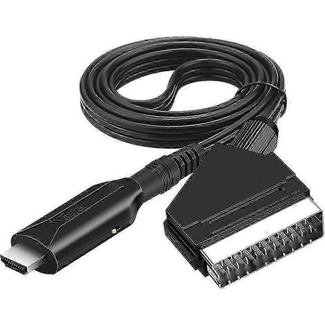 Câble convertisseur SCART vers HDMI, adapté aux téléviseurs HD, avec adaptateurs vidéo et audio (25-26 mm). (1/5)