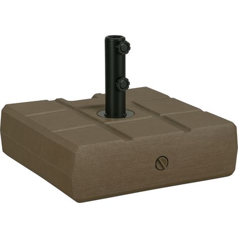 Befüllbarer Sonnenschirmständer aus HDPE mit Stahlgriff, 49 x 49 x 36,5 cm, Braun