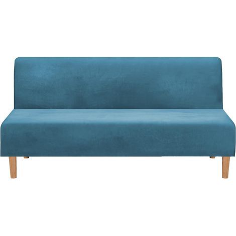 Housse De Canapé Convertible Sans Accoudoirs, En Velours Extensible, Épaisse, Douce, Confortable, Pour Canapé-Lit, Canapé Lit Pliable (Velours Épais Bleu Paon) (1/5)