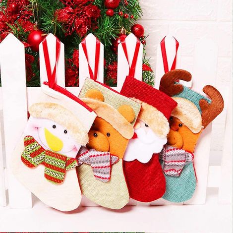 Chaussettes de Noël, 8 pièces, sacs chaussettes, bottes pour décoration de cheminée et sapin de Noël (1/4)