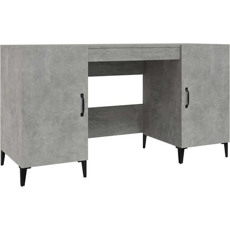 Maison Exclusive - Schreibtisch Betongrau 140x50x75 cm Holzwerkst (1/5)