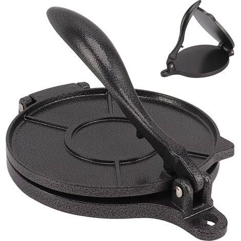 Tortilla Press, Taco Press Machine de Pâte à Pâte à Pâte Tortilla Press pour Préparer des Pastettes à Pizzas en Aluminium (16 cm noir) (1/3)