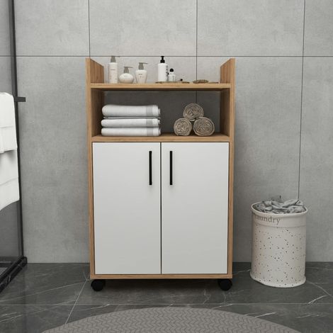 Meuble de rangement sur roulettes 2 portes blanches MARFA (1/5)