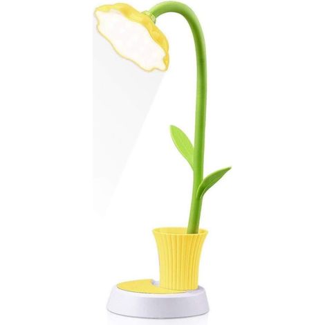 Lampe de table pour enfants ACKERMAN – rechargeable, LED anti-lumière bleue, tactile, dimmable, forme stylo, 1 pc (jaune, 10 x 11 x 41 cm) (1/5)