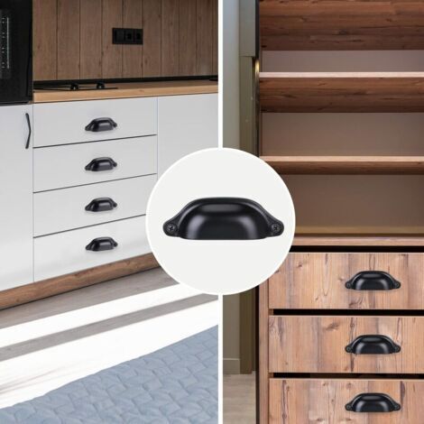Lot de 12 Poignée Bouton de Porte 82MM Décoration pour Meuble Tiroir - Noir (1/2)