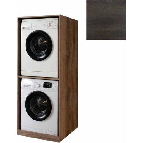 Mobile Lavanderia a Colonna per Lavatrice e Asciugatrice Senza Ante 70x70x174A cm in Nobilitato Unika Olmo Scuro (1/4)