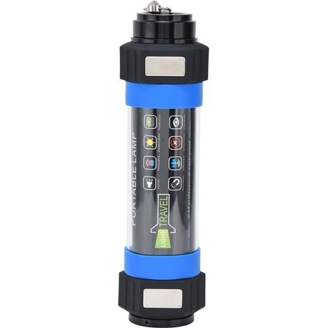 Lampe d'urgence LED multifonction, lampe de camping portable avec alarme rouge et bleue, lampe torche domestique, éclairage extérieur étanche, répulsif anti-moustiques, avec batterie intégrée. (1/5)
