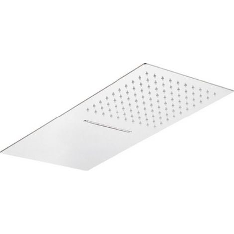 SOFFIONE 2 GETTI RETTANGOLARE ULTRA PIATTO ACCIAIO INOX mm 500x250x3