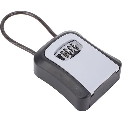 Coffre fort à clés étanche sécurisé à combinaison 4 chiffres, fixation murale pour poignée de porte et clôture métallique, ABS acier inoxydable, gris (1/5)