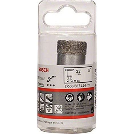 Bosch Professional 1x Fresa Diamantata Best for Ceramic Dry Speed, Foratura a Secco della Ceramica Dura, Ø 22 x 35 mm, Accessorio Smerigliatrice Angolare (1/4)