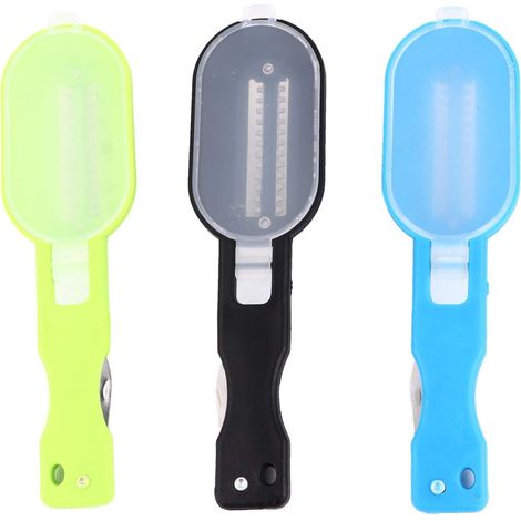 Set di 3 squame per pesci, spazzola per la pelle di pesce, strumento per la pulizia, utensili da cucina, detergente per metalli (colore casuale).