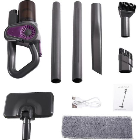 Aspirateur balai sans fil 3 en 1 rechargeable avec aspiration cyclonique, idéal pour PC, voiture, maison et bureau. (1/5)