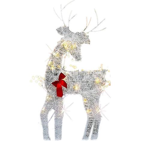 Décorations de Noël lumineuses de Noël en 2D pour l'extérieur, traîneau lumineux pré-illuminé de Rudolph et du Père Noël, Deer Daddy (1/5)