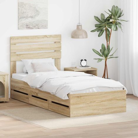 Bettrahmen Sonoma-Eiche 100 x 200 cm Ingenieurs Holz (1/5)