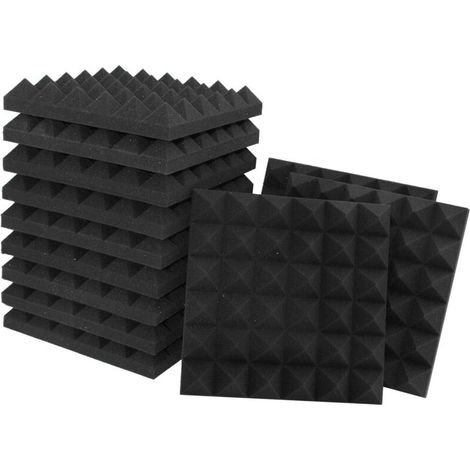 Panneaux acoustiques-paquet de 12 mousse acoustique pyramidale noire 30302.5cm, panneaux muraux insonorisés ignifuges