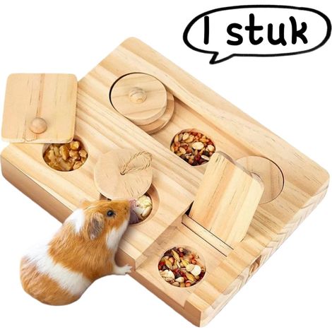 Gamelle en bois pour hamster avec jouet interactif de recherche de nourriture adaptée aux hamsters syriens couleur jaune 1 pièce (1/5)