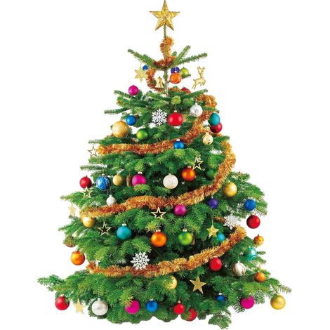 Sticker Mur Arbre De Noël - Décalcomanie Peinture Aquarelle Détachable Et Réutilisable - Pour Salon Chambre Bureau - PVC - 1 Pièce (1/5)