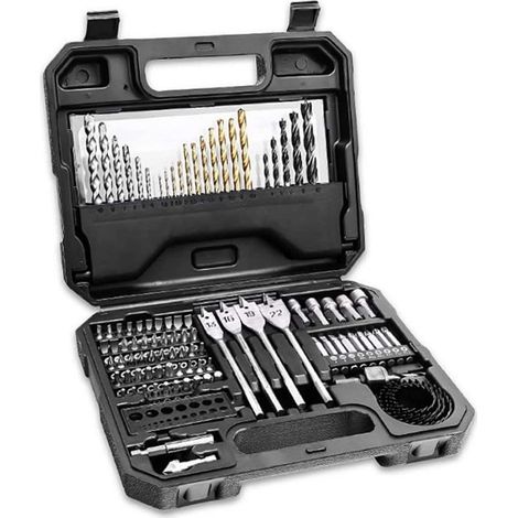 Coffret de 100 embouts de vissage et de perçage, comprenant des embouts en acier pour visseuse à percussion, pour le perçage et le vissage du métal, du bois, du plastique et de la brique (1/5)