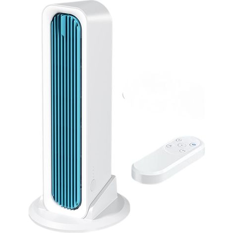Tragbarer, wiederaufladbarer Ventilator, Tischventilator, blau, mit Fernbedienung, geeignet für den Innenbereich. (1/5)