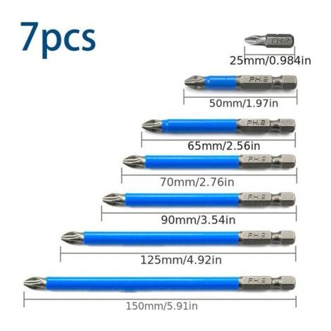 Ensemble de 7 pièces de tournevis à tête de lot antidérapant S2 lot électrique en acier Tsui tête de lot croisée électrique perceuse électrique magnétique forte perceuse électrique à tête de lot (1/5)