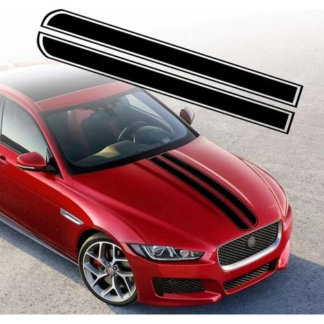 Motorhauben-Streifen-Aufkleber, Autorennen, Karosserie, Seitenstreifen, Motorhaube, Dach, Rock, Stoßstange, Streifen, Aufkleber, modifiziertes Vinyl, Auto-Dekoration (schwarz) (1/5)
