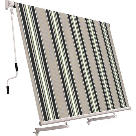 Tenda da Sole a Caduta con Bracci 250x300 cm Tessuto in Poliestere Riga Verde